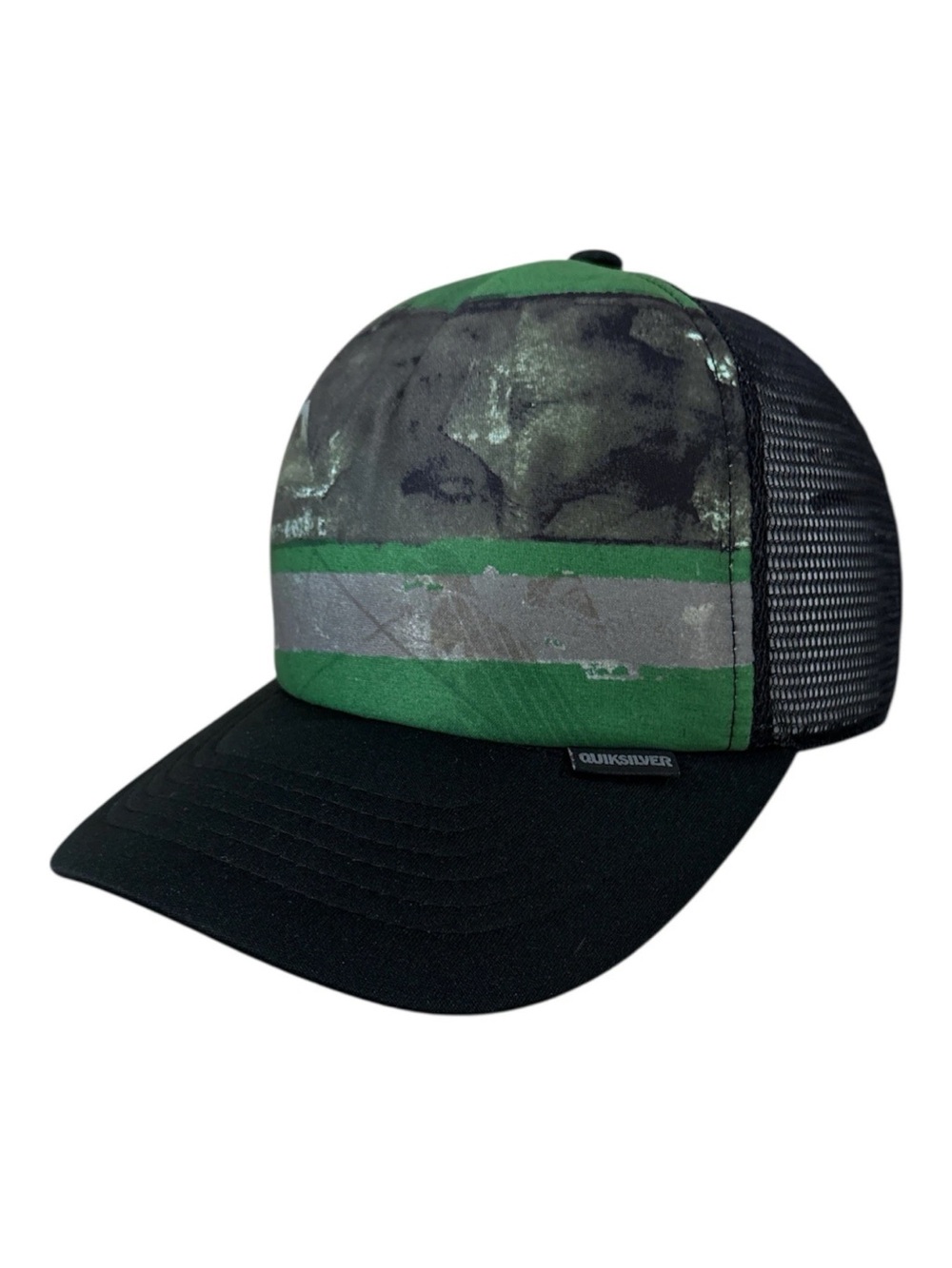 Quiksilver Hat Youth Skateboard Black Green Summer Beach Mesh Back Cap Snapback